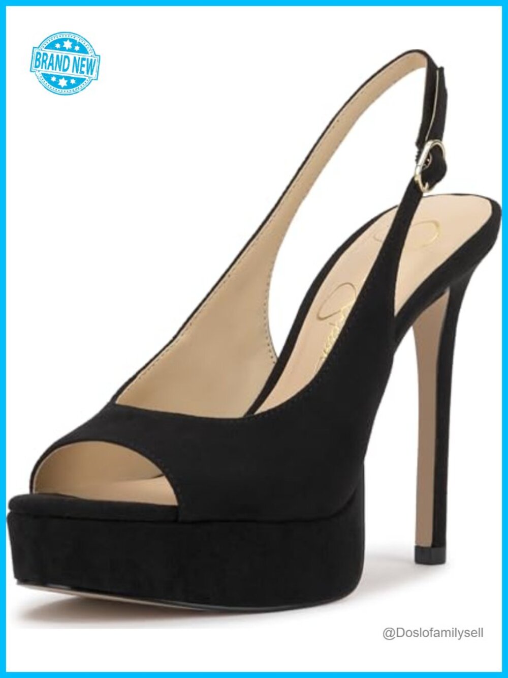 Platform Slingback Peep Toe Pump Faux Suede 4.75in Heel